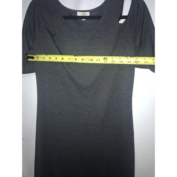 Umgee Dress cut-out shoulder Women's Large Grey Short Sleeve Long Maxi Knit - Picture 4 of 7